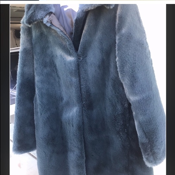 NWT MNG Mango Faux Fur 🖤  Royal Turquoise Coat XS - Picture 6 of 11